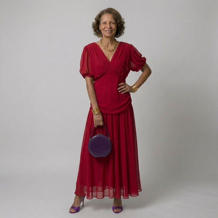 Calen | Draped V-Neck Flow Maxi Dress
