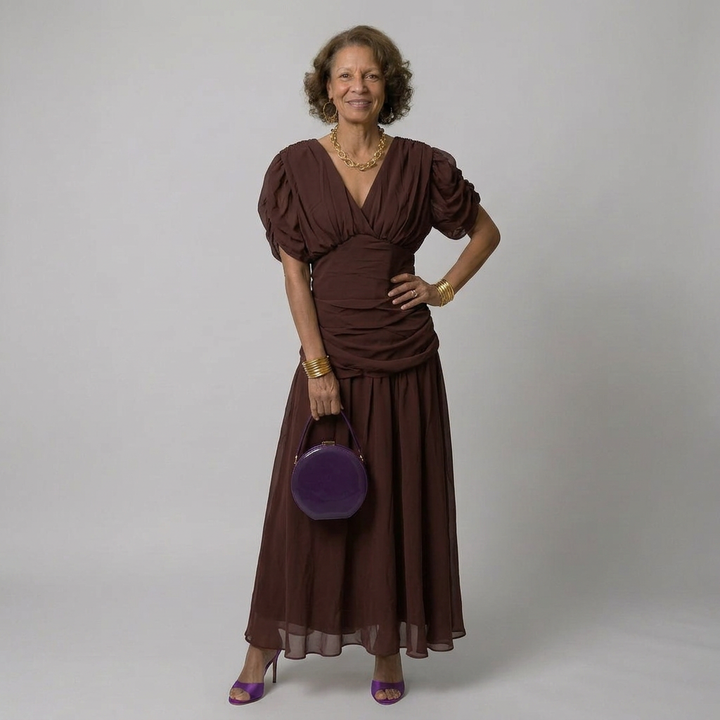 Calen | Draped V-Neck Flow Maxi Dress