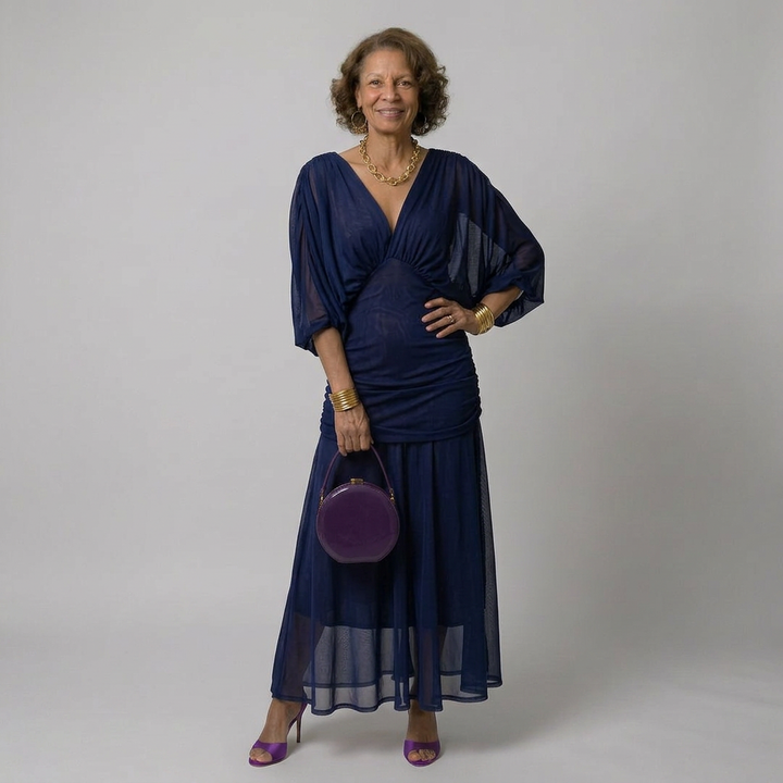 Calen | Draped V-Neck Flow Maxi Dress