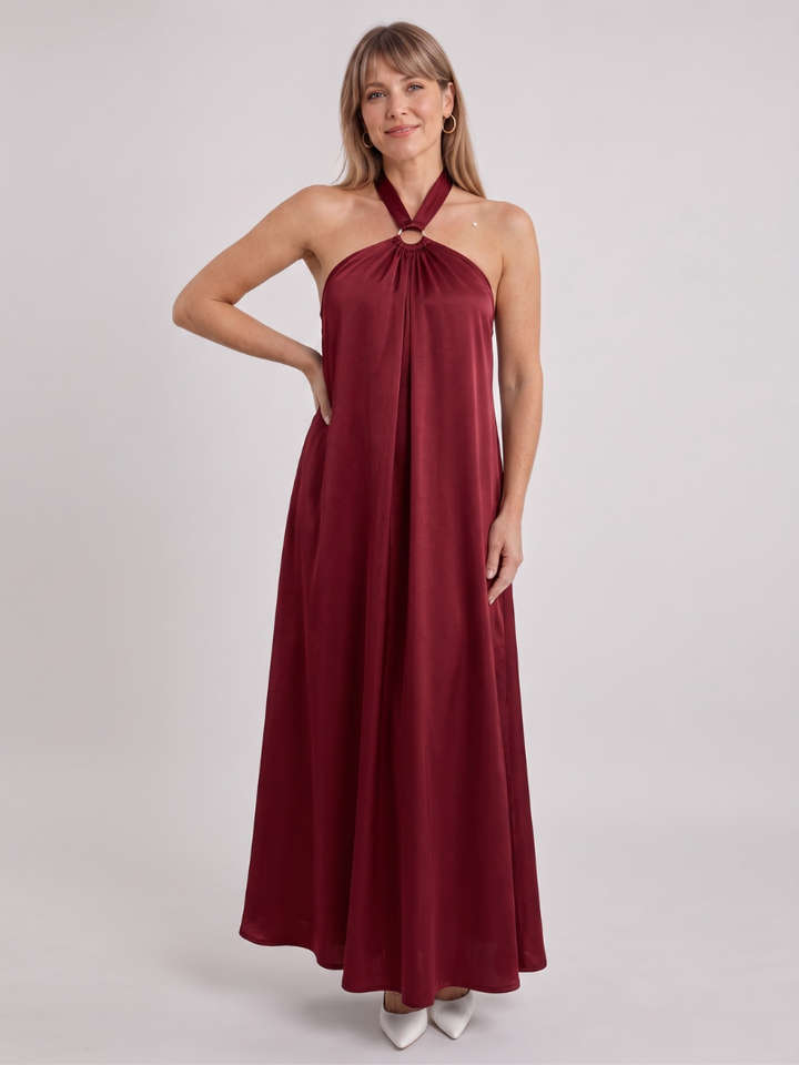 Avelen | Women’s Dress with Halter Neckline and Ring Detail