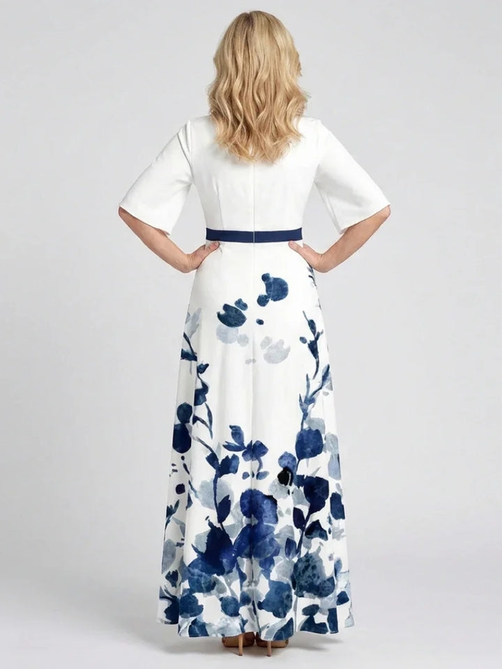 Eliza | V Neck Short Sleeve Floral Maxi Dress