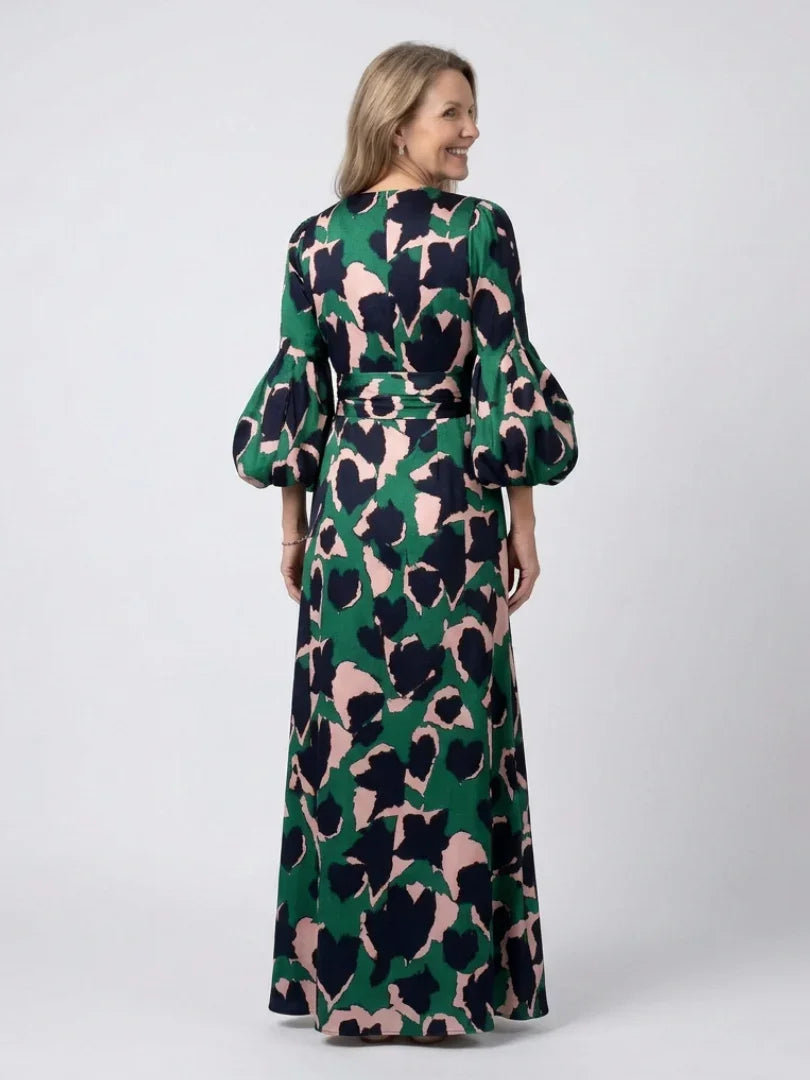 Isolde | V Neck Tie Waist Long Sleeve Maxi Dress