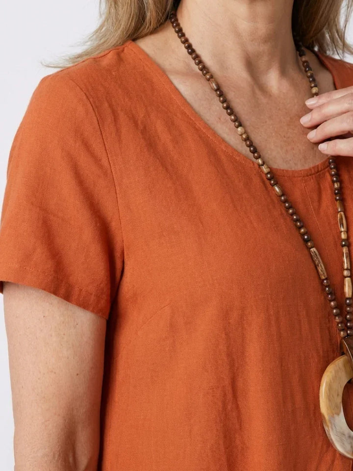Diane | Short Sleeve Pleated Knee Length Dress
