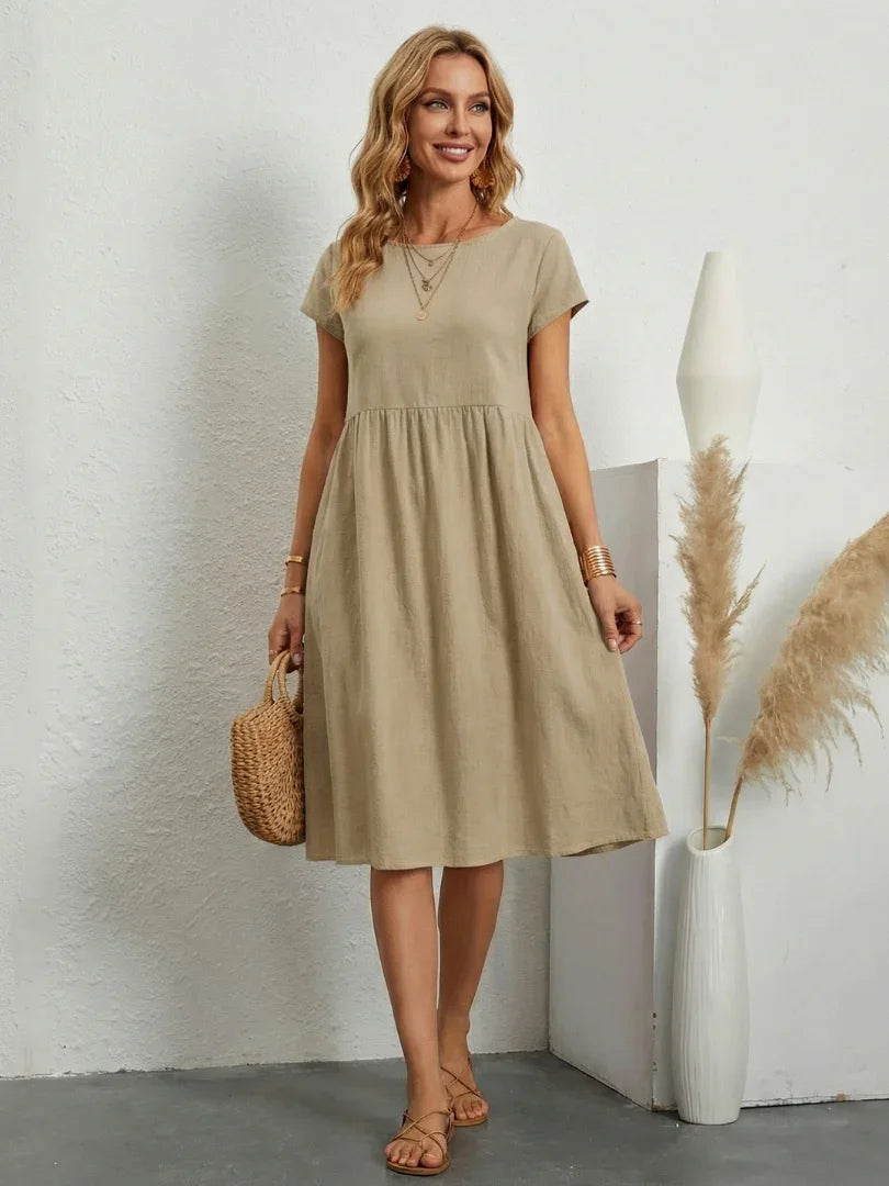 Lillian | Short Sleeve Knee Length Pocket Dress