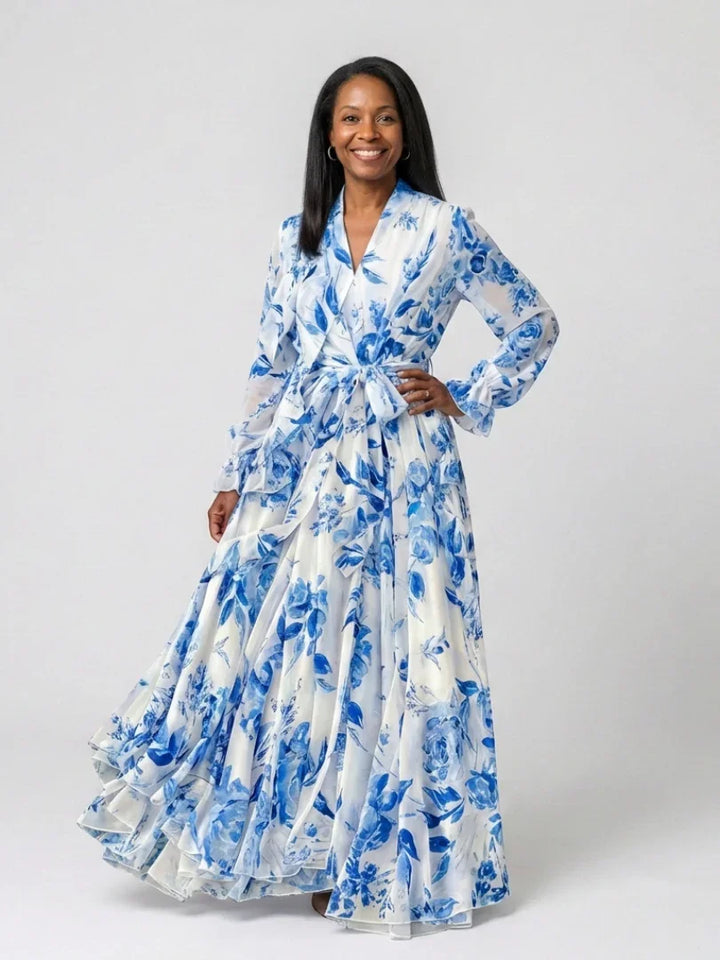 Lillian | Floral Long Sleeve Wrap Maxi Dress