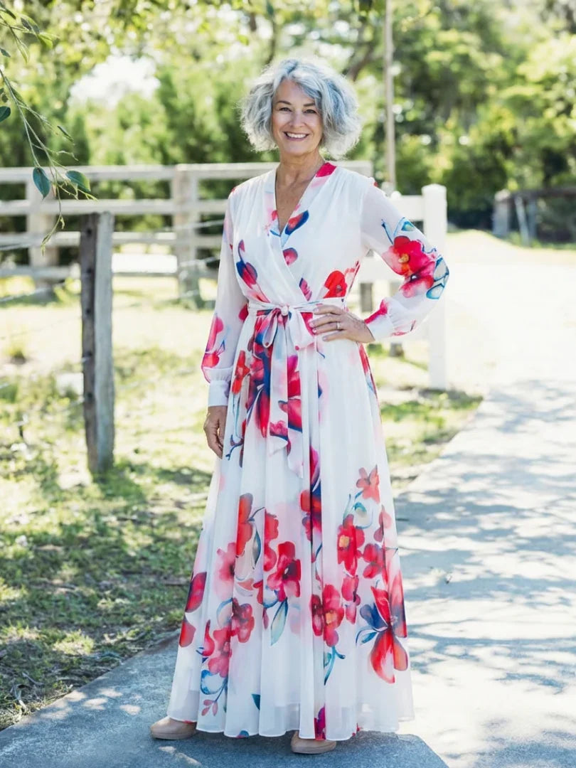 Lillian | Floral Long Sleeve Wrap Maxi Dress