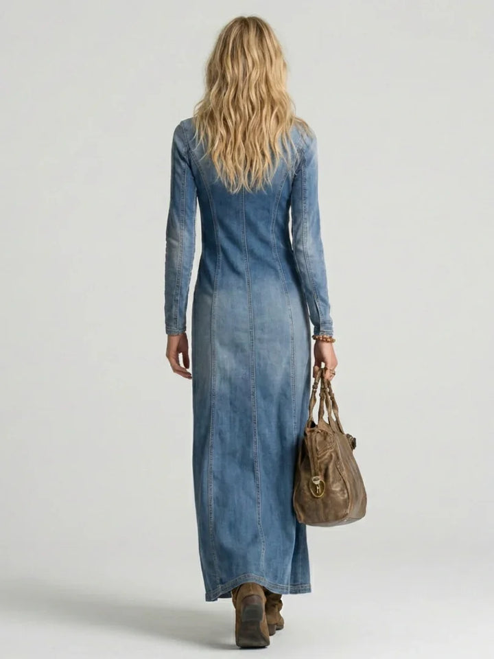 Sienna | Button Front Denim Maxi Dress