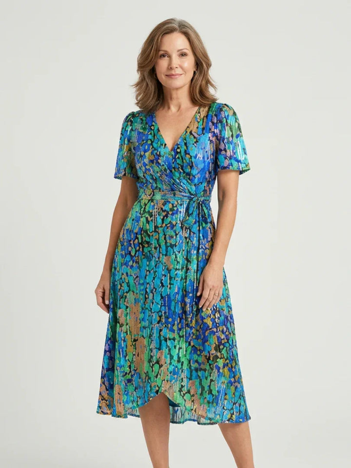 Zafrina | Abstract Pattern Midi Dress