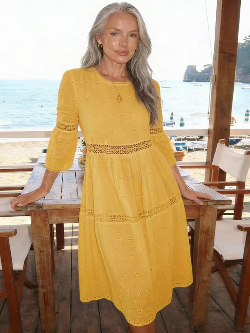 Maristelle | Embroidered Cotton Midi Dress