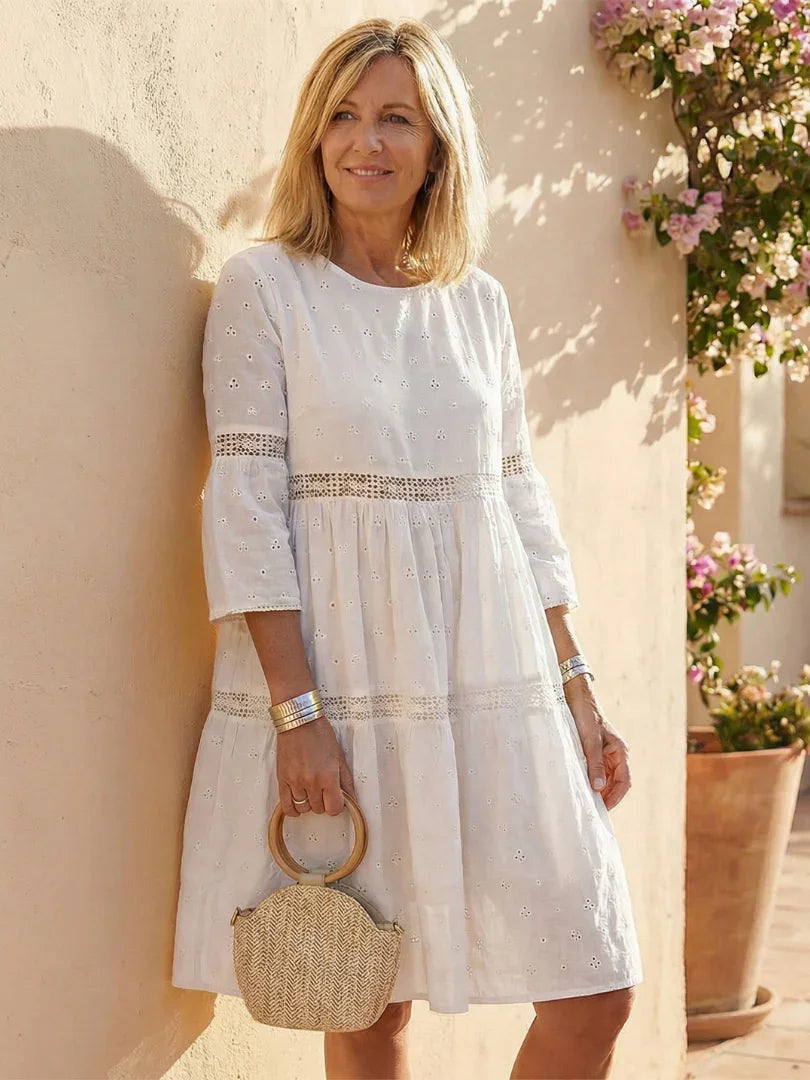 Maristelle | Embroidered Cotton Midi Dress